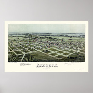 Ardmore, OK Panorama Karte - 1891 Poster