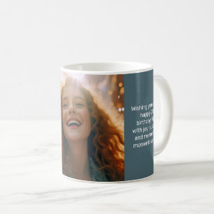 Ardoise Bleu Joyeux Anniversaire Photo Café Mug