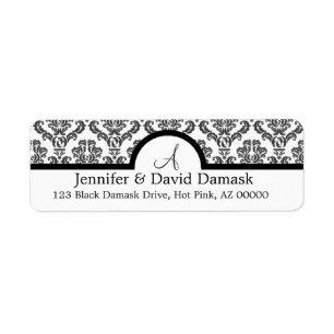 Ardoise gris Damask Monogramme Étiquettes