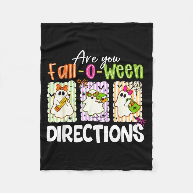 Are You Fall-o-ween Directions Cute Ghost Teacher  Fleecedecke (Vorderseite)