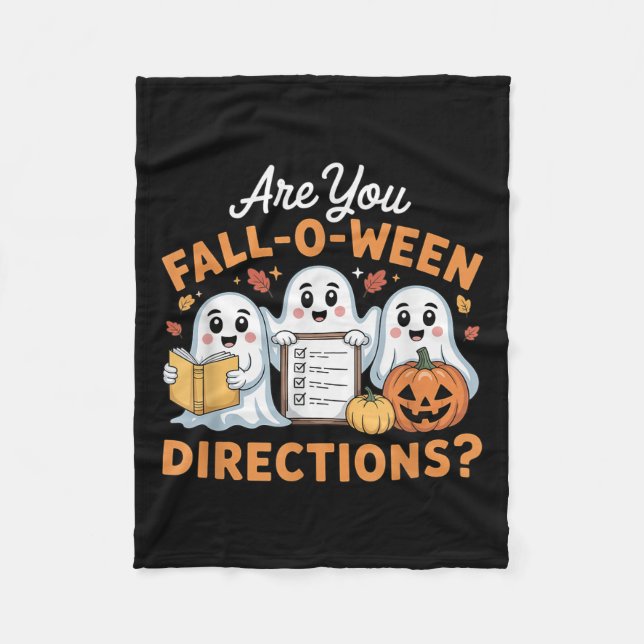 Are You Fall O Ween Directions Teacher Ghost Hallo Fleecedecke (Vorderseite)