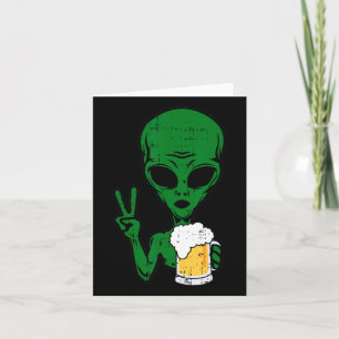 Area-51 Alien Beer Peace Sign Lazy Drinking Hallow Karte