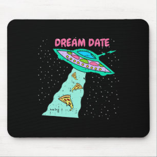 Area-51 Alien Spaceship Pizza Dream Date Easy Hall Mousepad