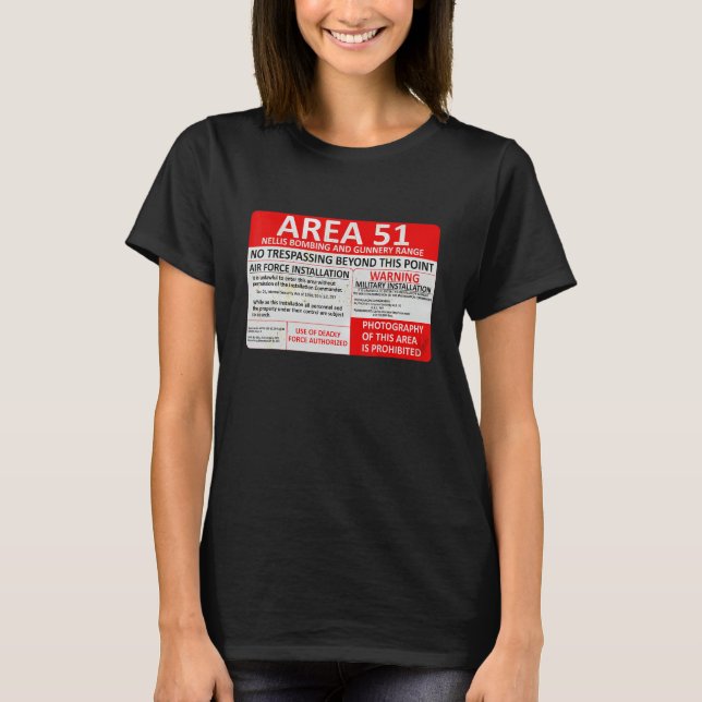 Area 51 Military Base Warning Sign Souvenir T-Shirt (Vorderseite)