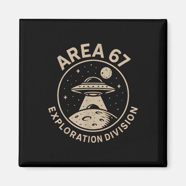 Area 67 Explorationsabteilung Lustig 67 Meme Ufo D Magnet (Vorne)