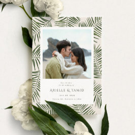 Areca Modern Watercolor Palm Wedding Save The Date