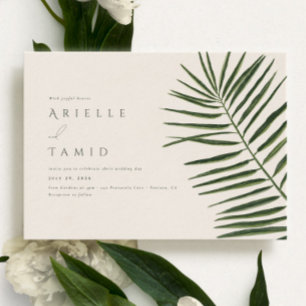 Areca Moderne Wasserfarbenpalme Landschaft Hochzei Einladung