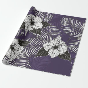 Areca Palme und Hibiskus Sketch von Hand zeichnend Geschenkpapier