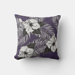 Areca Palme und Hibiskus Sketch von Hand zeichnend Kissen