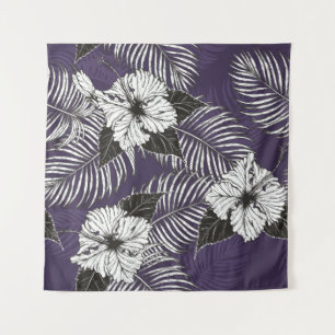 Areca Palme und Hibiskus Sketch von Hand zeichnend Wandteppich