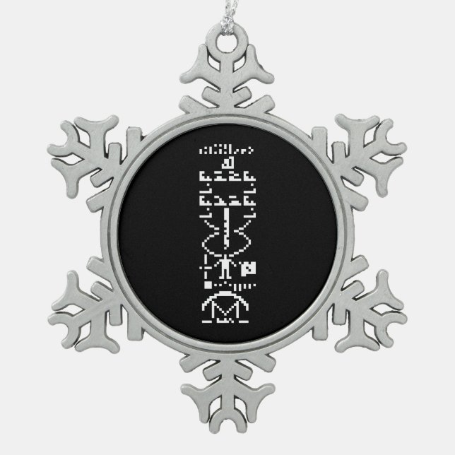 Arecibo Binary Message 1974 Schneeflocken Zinn-Ornament (Vorderseite)