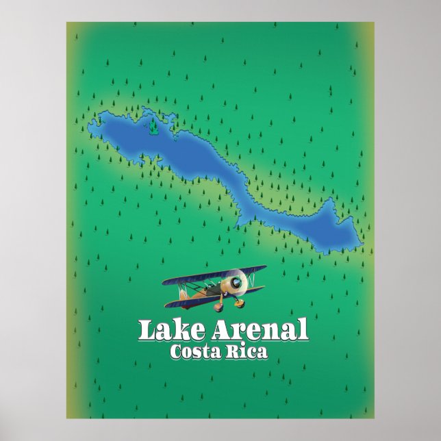 Arenal-See, Costa Rica Seekarte Poster (Vorne)