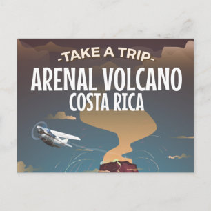 Arenal Vulkan Costa Rica Vintager Cartoon Poster Postkarte