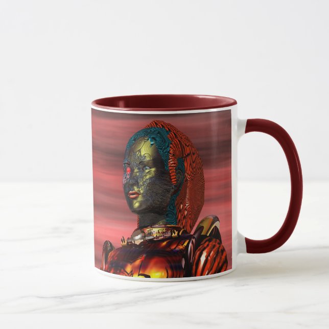 ARES CYBORG PORTRAIT Red Science Fiction Sci-Fi Tasse (Rechts)