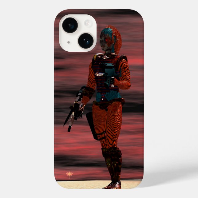 ARES CYBORG, RED SUNSET Science Fiction, Sci-Fi Case-Mate iPhone 14 Hülle (Rückseite)