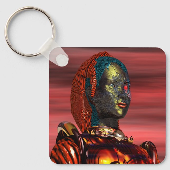 ARES - CYBORGPORTRAIT, RED SUNSET Science Fiction Schlüsselanhänger (Vorderseite)
