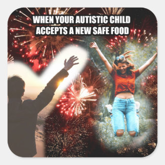 ARFID Autistisches Kind Sicheres Essen Feier Meme Quadratischer Aufkleber