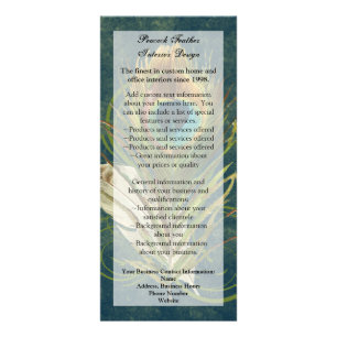 Arful Detail Peacock Feather Rack Card, Menü, Anze Werbekarte