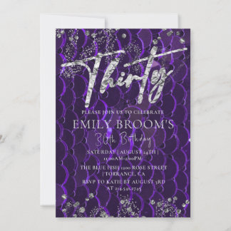 ARGENT 30e anniversaire violet pour son invitation