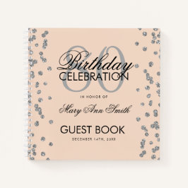 Argent 80e anniversaire Livre d'or Confetti Blush 