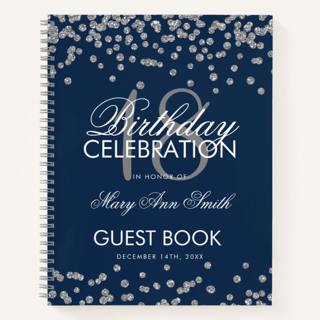 Argent Anniversaire Livre d'or Parties scintillant (Devant)