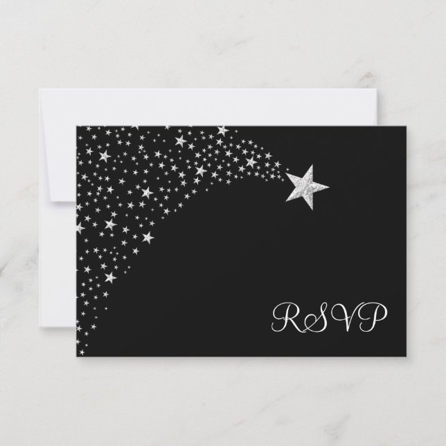 Argent Black Falling Stars Bat mitzvah RSVP (Devant)