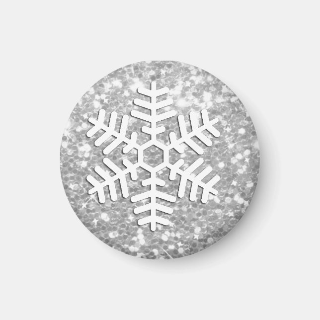 Argent brillant de Noël Snowflake Magnet (Devant)
