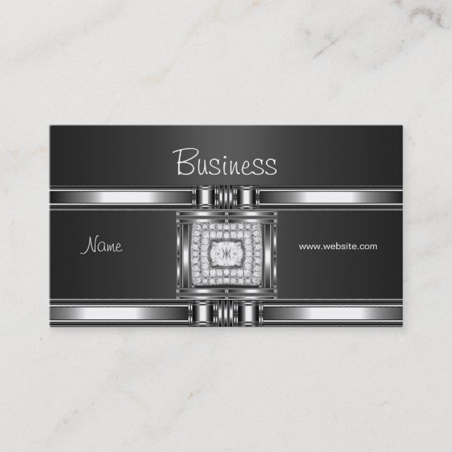 Argent carte de visite sur bijou en diamant noir g (Devant)