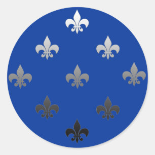 Argent de Round Fleur de Lis Stickers