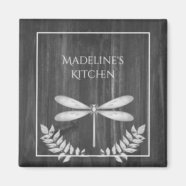 Argent Dragonfly Rustic Magnet (Devant)