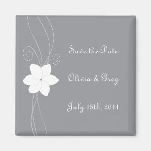 Argent et blanc enregistrer la date mariage aimant