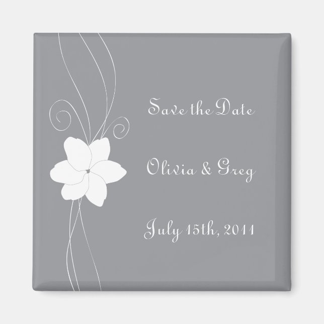 Argent et blanc enregistrer la date mariage aimant (Devant)