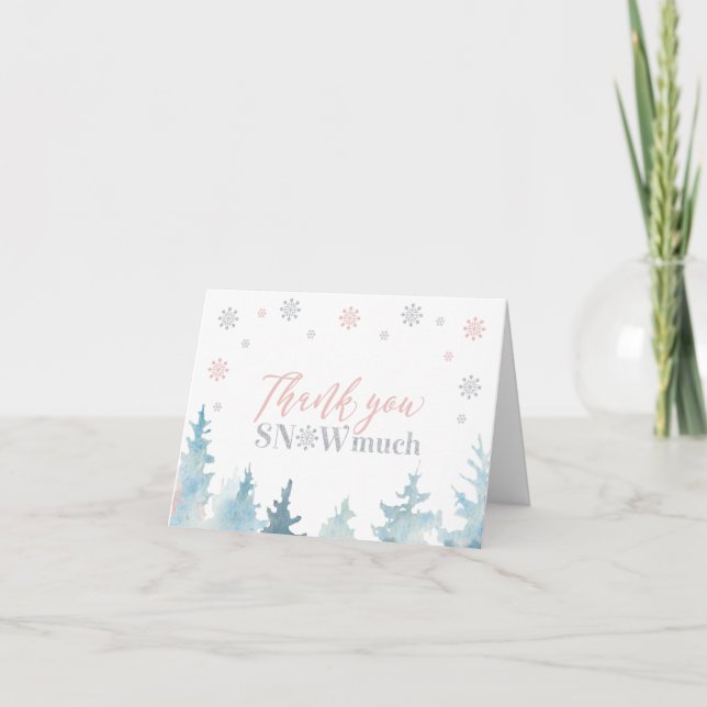 Argent et rose hiver Wonderland Anniversaire Merci (Devant)