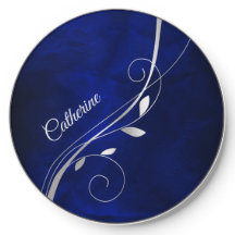 Argent Feuille Swirl Royal Blue