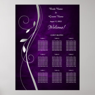 Argent Feuilles Flèche Mariage violet Tableau de s