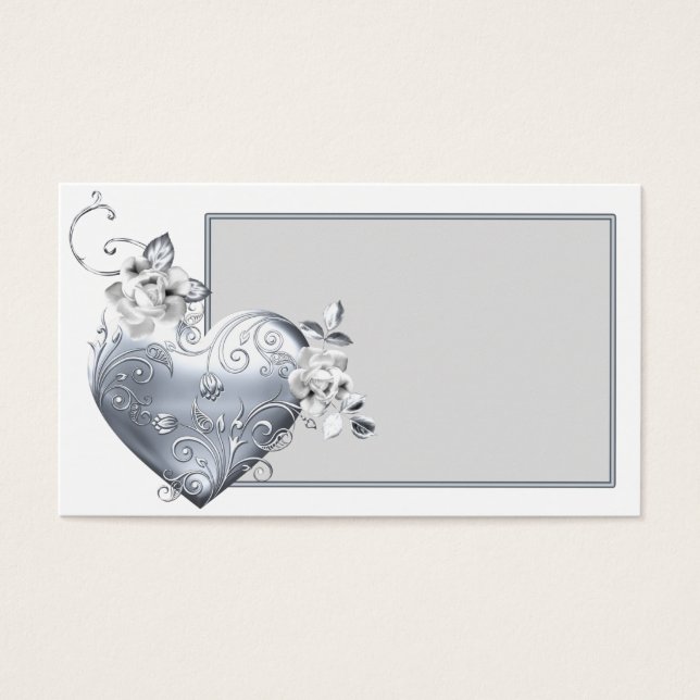 Argent Filigree Coeur et Roses Blanches (Devant)