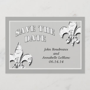 Argent Fleur de Lis Enregistrer les cartes de date