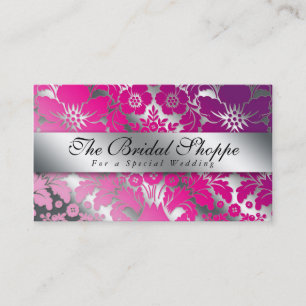 Argent floral pp de damassé de carte de visite de