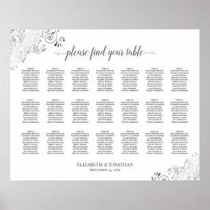 Argent Frills 21 Tableau Mariage Sièges en blanc