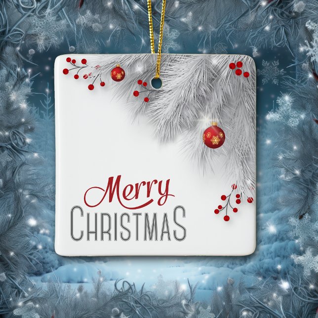 Argent gelé Bouton Rouge Décorations Noël (Créateur téléchargé)