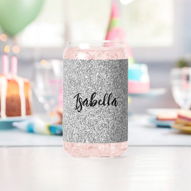 Argent gris éclatant girly bling Nom personnalisé (Insitu (Anniversaire))