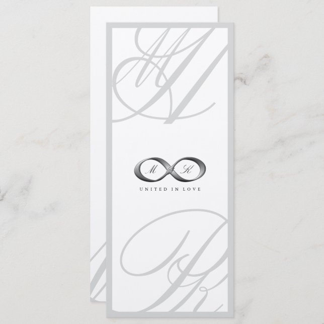 Argent Infinity Hand Clasp Mariage Invitation 2 (Devant / Derrière)