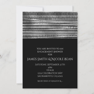 Argent & Noir Simple Moderne Élégant Invitation