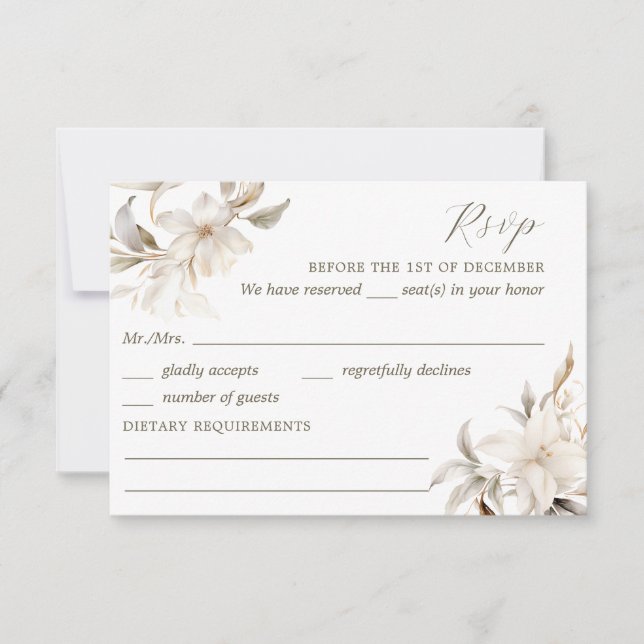 Argent, or et blanc Quinceañera RSVP (Devant)