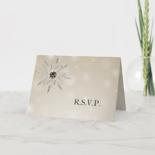 argent or snowflakes mariage hiver carte rsvp