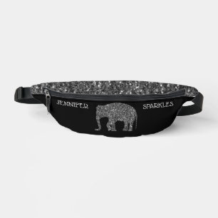Argent parsemé Eléphant Nom personnalisé noir