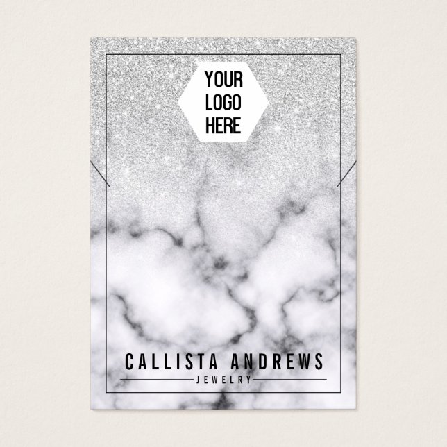 Argent Parties scintillant Marbre Ombre Logo Écran (Devant)