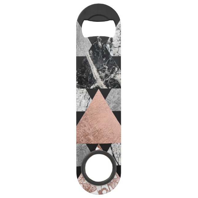 Argent rose d'or de marbre et triangles florales (Devant)