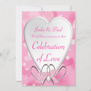 Argent rose et Coeurs blancs - Faire-part de maria