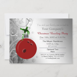 argent rouge Festive Corporate Bowling Invitation